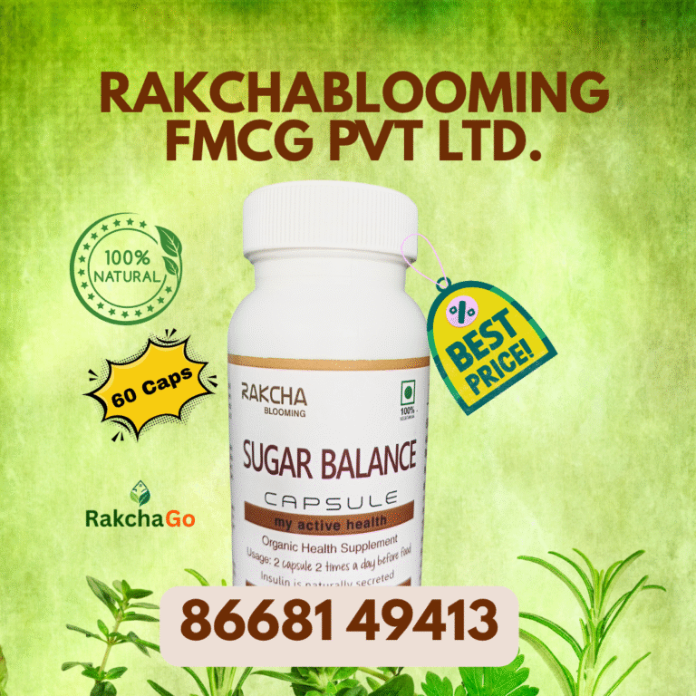 a white bottle with brown label | Sugar Balance Capsules 60 | RakchaBlooming